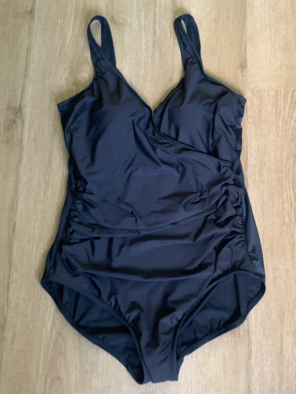 Classic Black One-Piece Swimsuit with Surplice Neckline